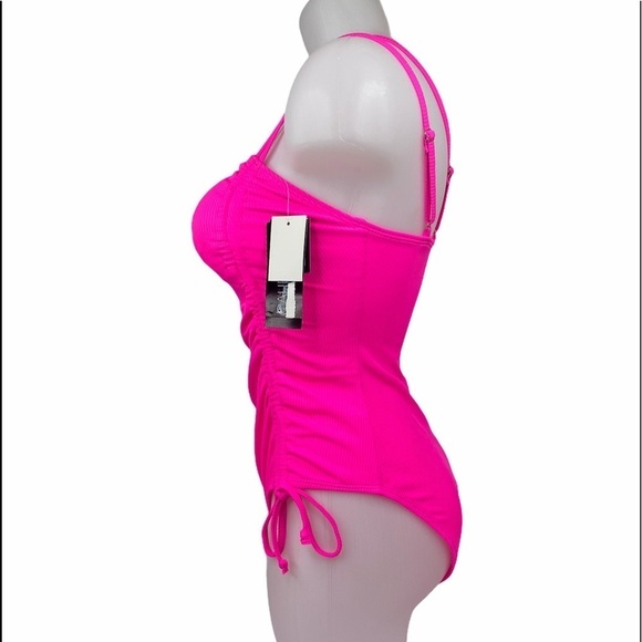 CALIFORNIA Waves Ribbed Side Tie 1 Piece Swimsuit - Picture 5 of 8